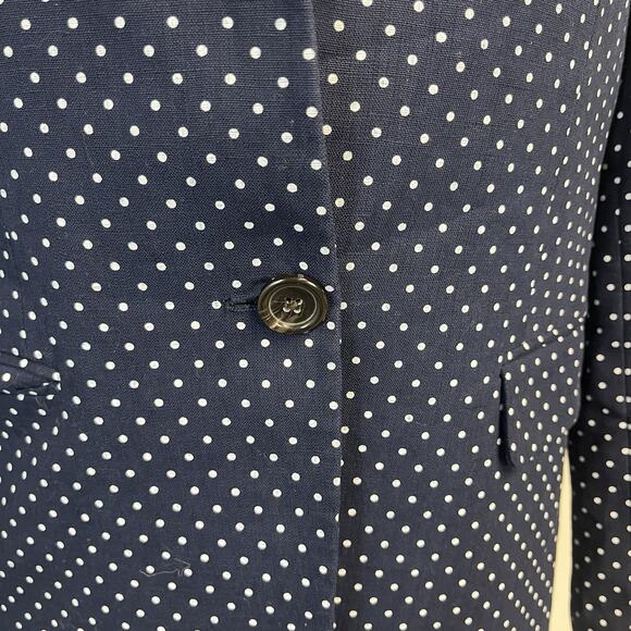 Banana Republic Regent Blazer Women's Size 8 Navy Blue Linen Polka Dot Career - Picture 4 of 9